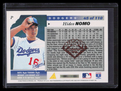1996 Score Dugout Collection Artist's Proofs b45 Hideo Nomo 153870
