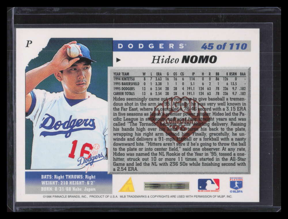 1996 Score Dugout Collection Artist's Proofs b45 Hideo Nomo 153871