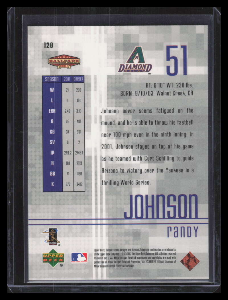 2002 Upper Deck Ballpark Idols Bronze 128 Randy Johnson 68/100