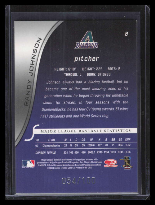 2003 Donruss Signature Century Proofs 8 Randy Johnson 54/100