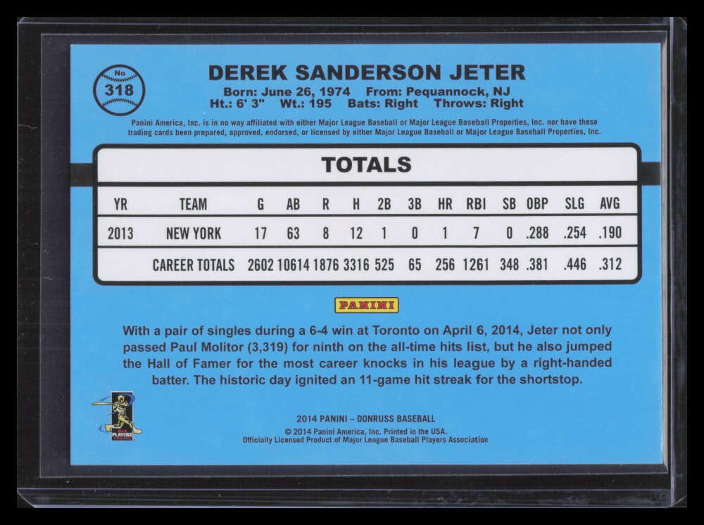 2014 Donruss Press Proofs Silver 318 Derek Jeter 128/199