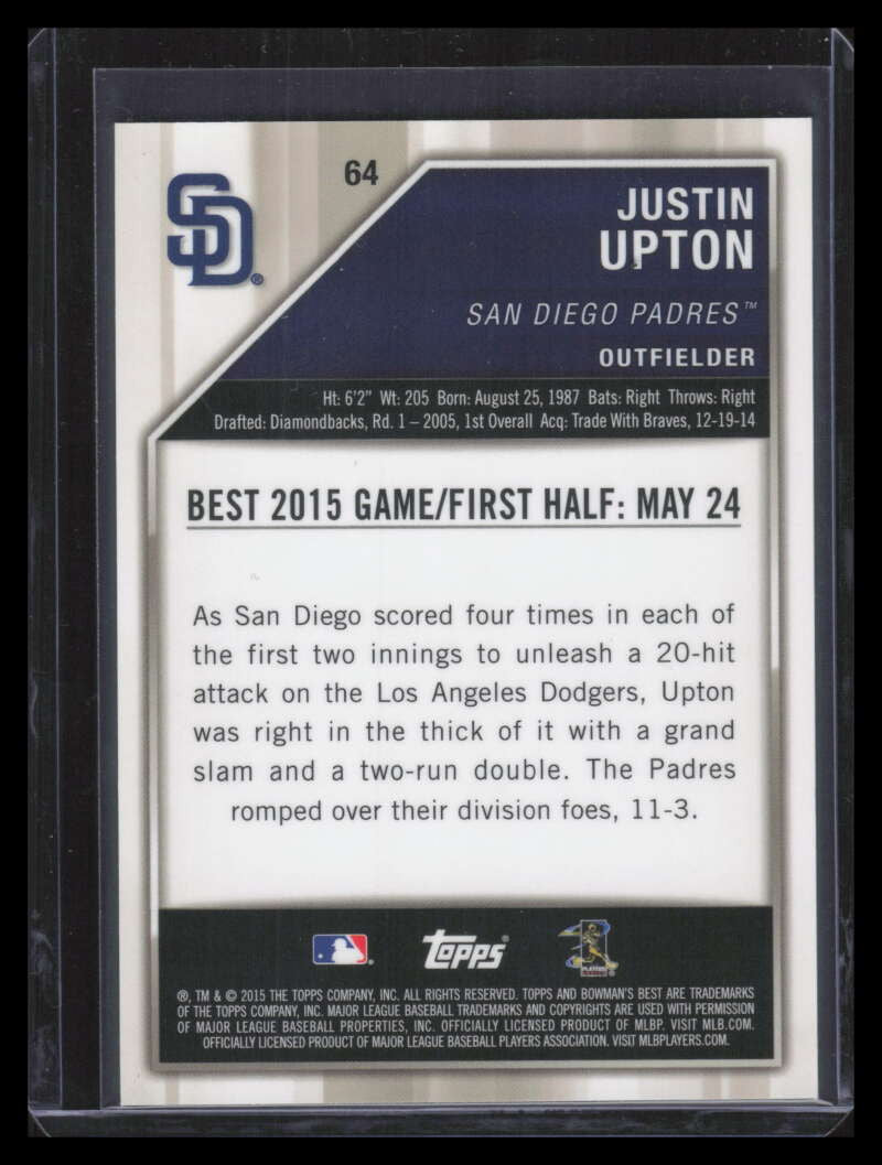 2015 Bowman's Best Orange Refractor 64 Justin Upton 6/25