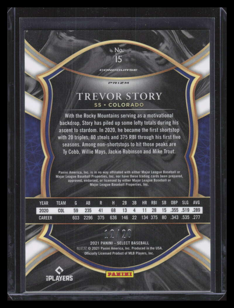 2021 Select Tie Dye Refractor 15 Trevor Story 12/20 Concourse