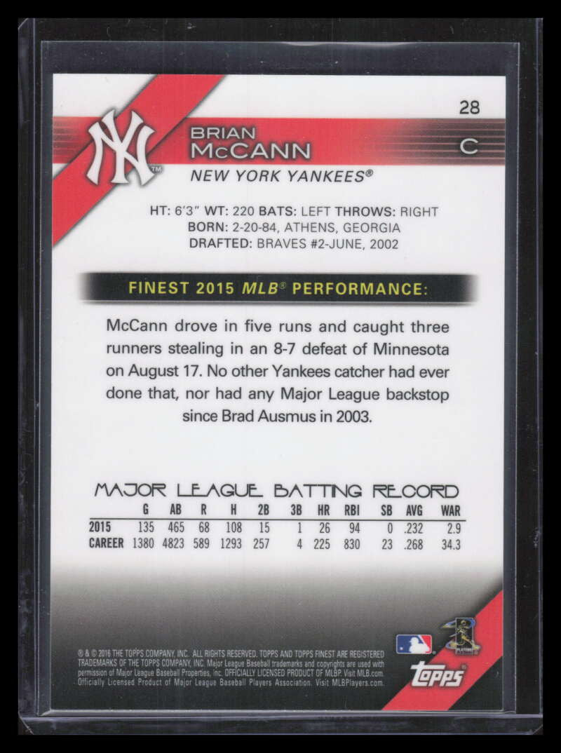 2015 Finest Gold Refractor 28 Brian McCann 12/50