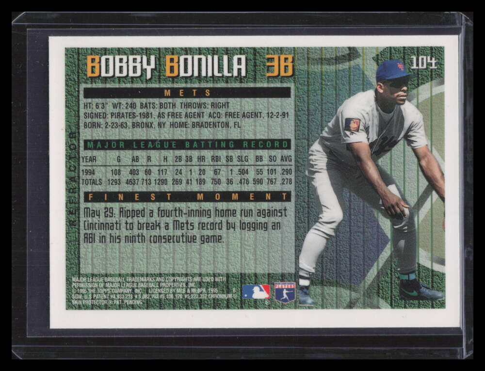 SOLD 178861 1995 Finest Refractor 104 Bobby Bonilla