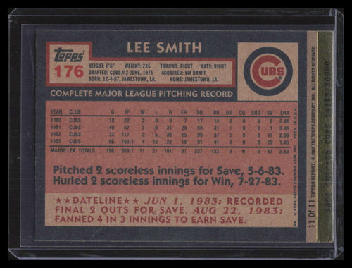 2002 Cubs Topps Best Moments 11 Lee Smith 1984 Topps September 28th 14553/20000