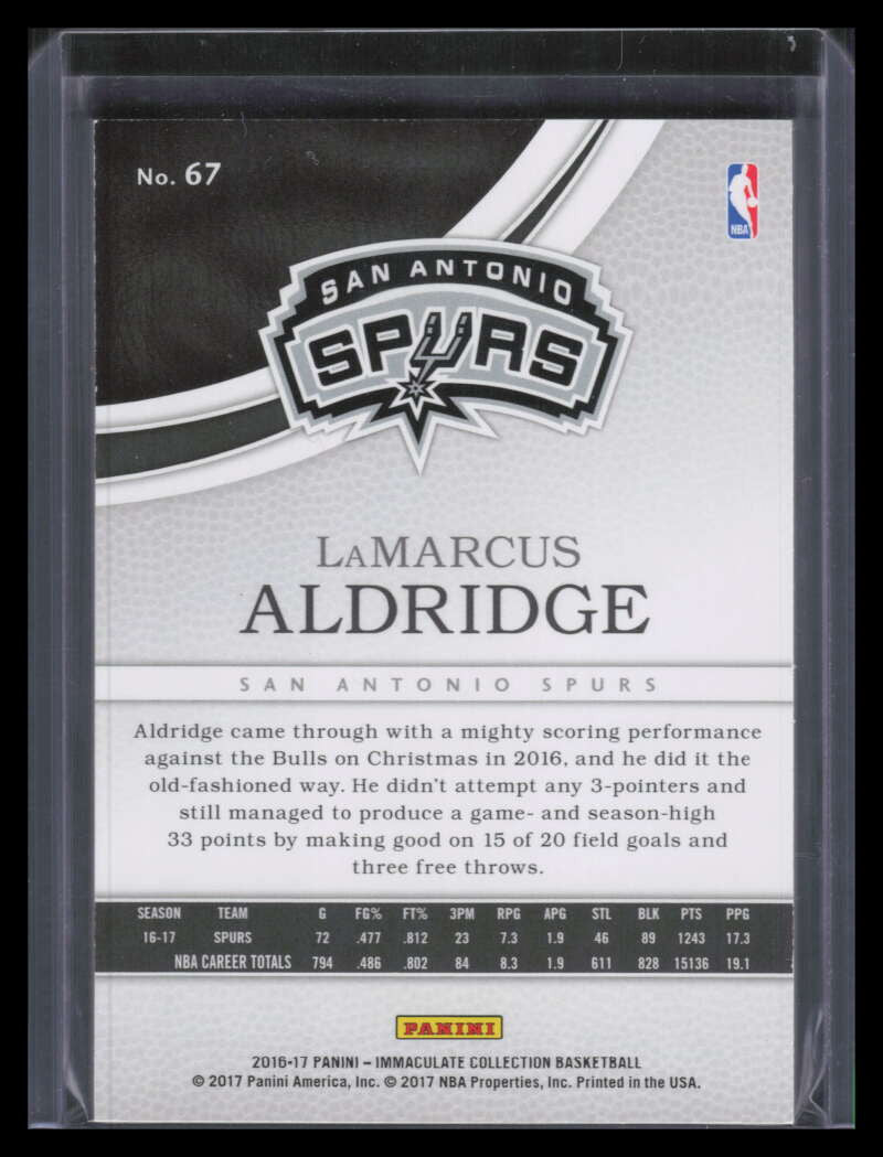 2016-17 Immaculate Collection Red 67 LaMarcus Aldridge 7/25