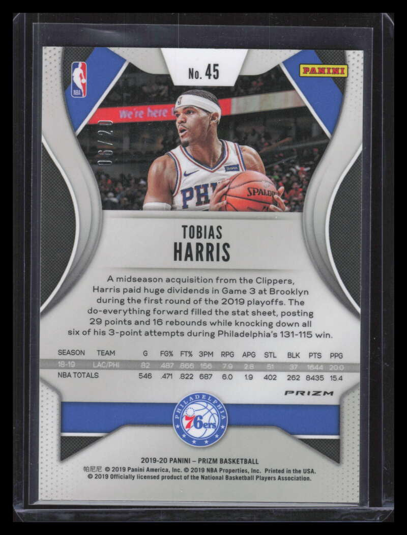 2019-10 Panini Prizm Prizms Fast Break Bronze 45 Tobias Harris 6/20