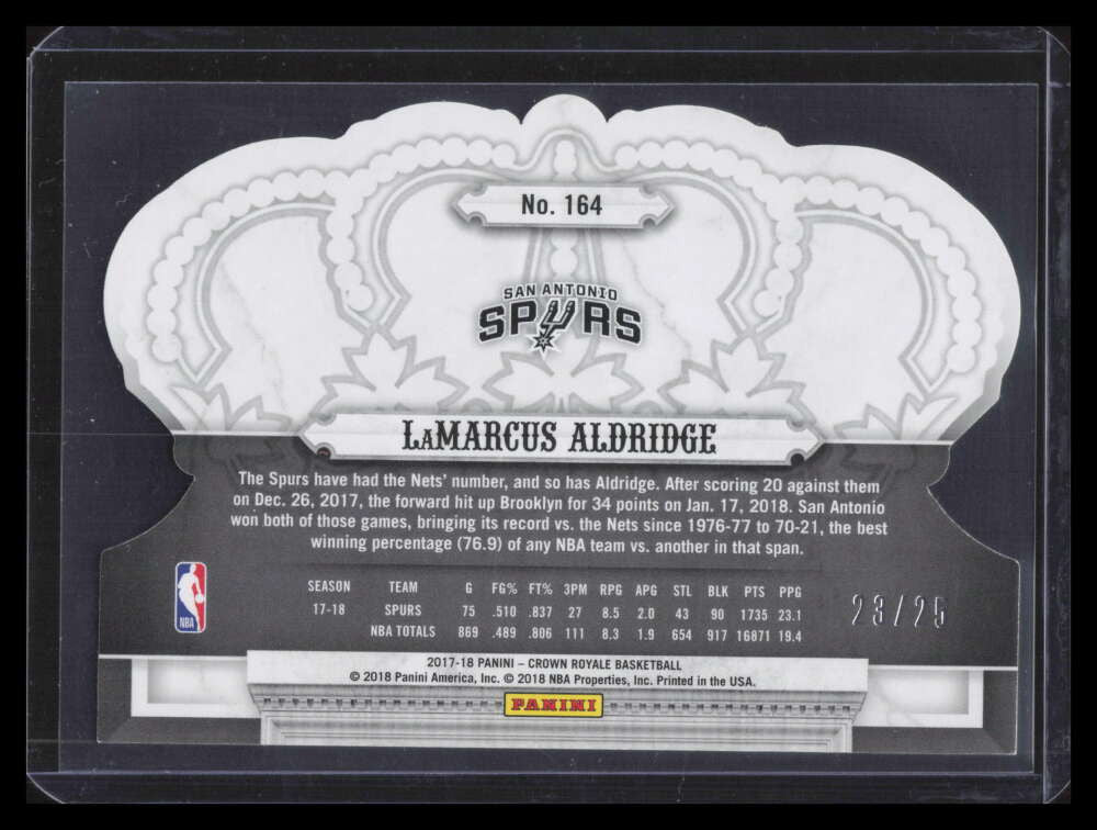 2017-18 Crown Royale Crystal Purple 164 LaMarcus Aldridge 23/25