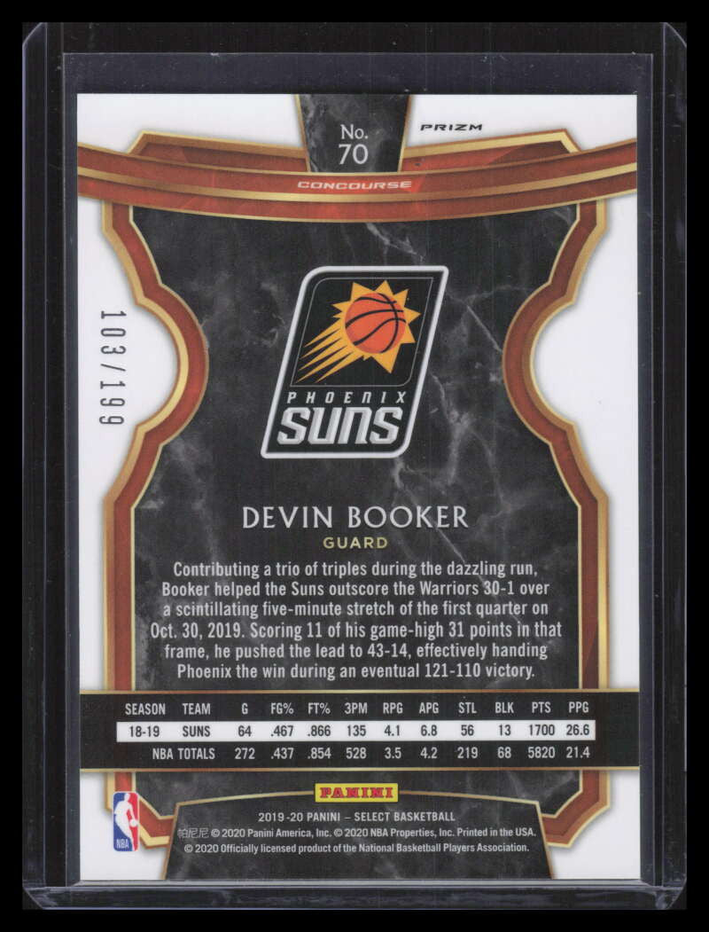 2019-20 Select Prizms Red Refractor 70 Devin Booker 103/199