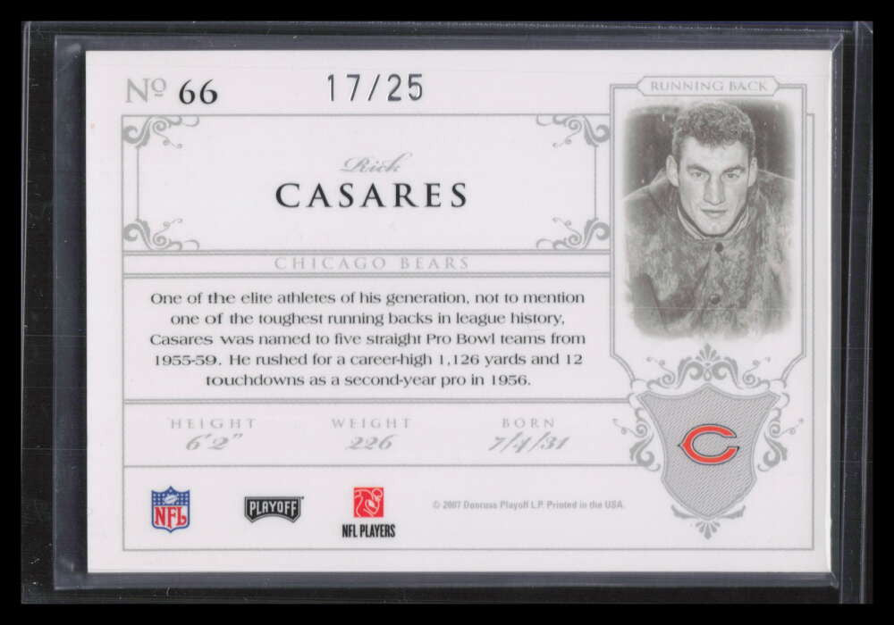 2007 Playoff National Treasures Silver 66 Rick Casares 17/25