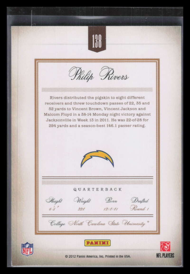 2011 Prime Signatures Prime Proof Green 138 Philip Rivers 5/25
