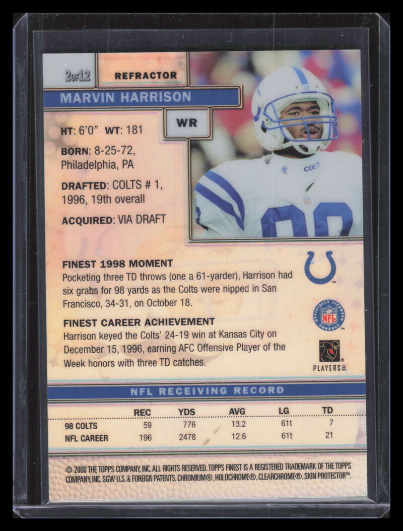 1999-00 Finest Super Bowl Promos Refractor 2 Marvin Harrison 153998