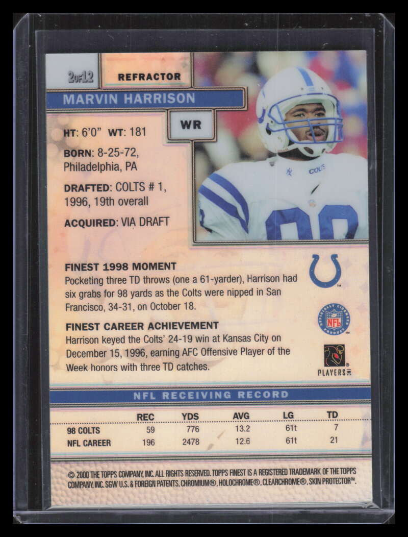 1999-00 Finest Super Bowl Promos Refractor 2 Marvin Harrison 153999