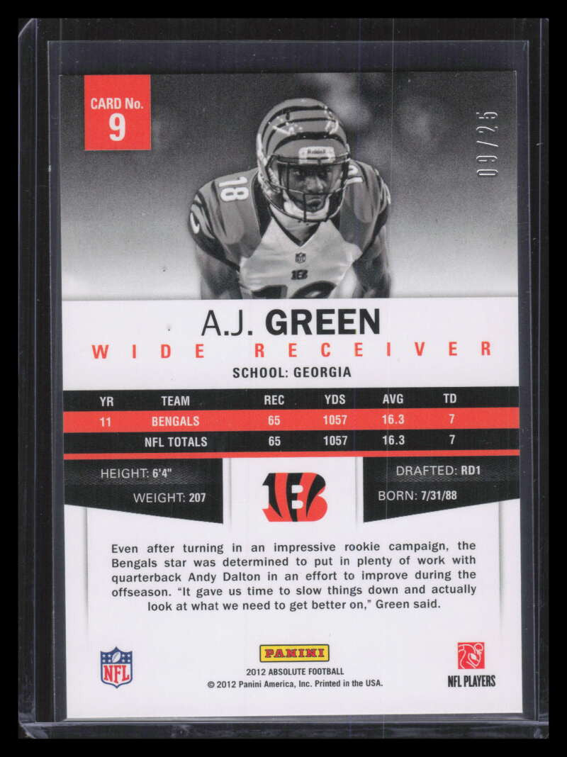 2012 Absolute Spectrum Gold 9 A. J. Green 9/25