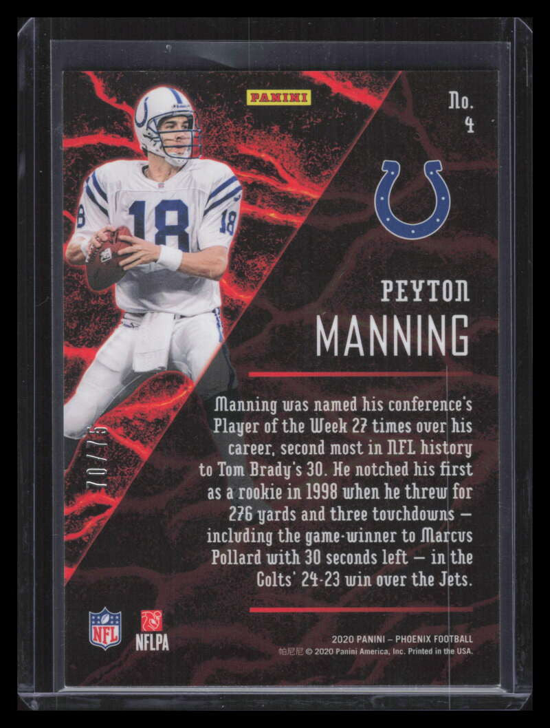 2020 Panini Phoenix Fire Forged Yellow 4 Peyton Manning 70/75
