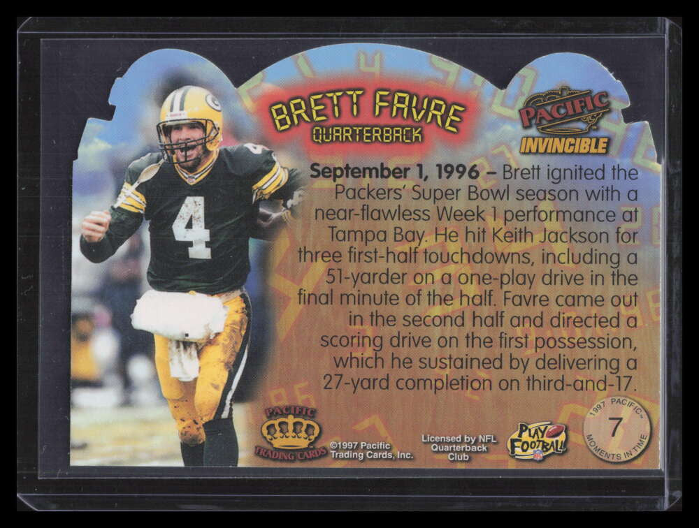 1997 Pacific Invincible Moments in Time 7 Brett Favre