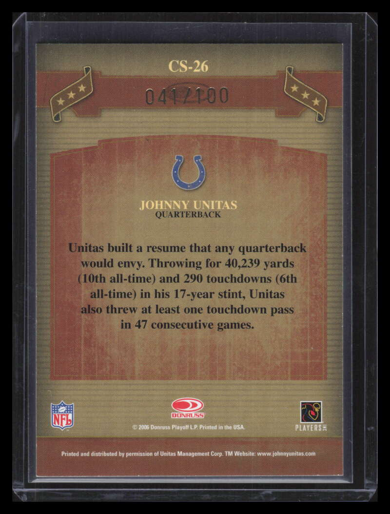 2006 Donruss Classics Classic Singles Gold 26 Johnny Unitas 41/100