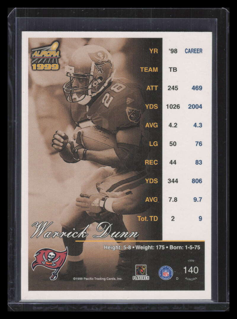 1999 Aurora Pinstripes Premiere Date 140 Warrick Dunn 56/77