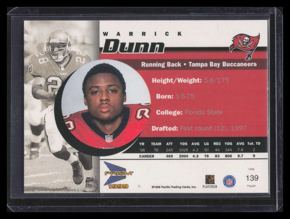 1999 Pacific Prisms Holographic Mirror 139 Warrick Dunn 128/150