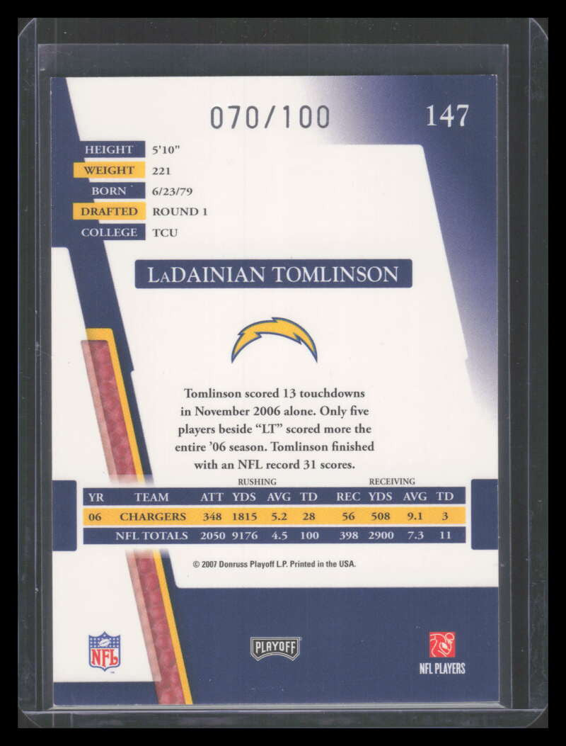 2007 Absolute Memorabilia Spectrum Silver Retail 147 LaDainian Tomlinson 70/100