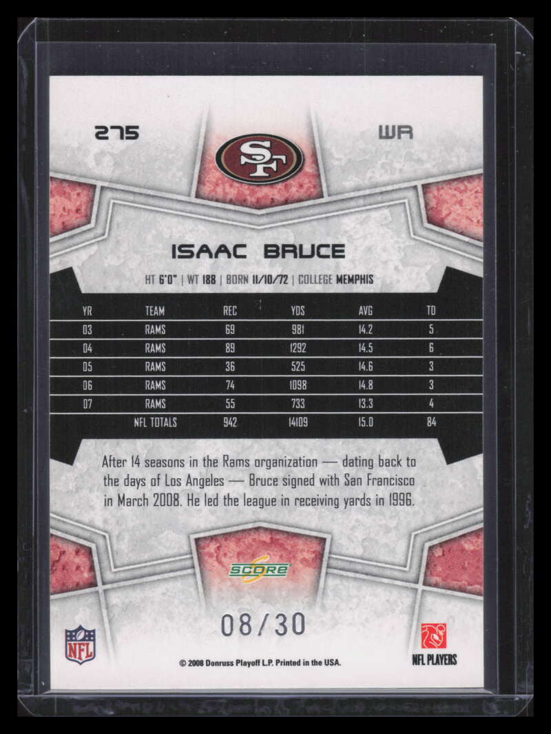 2008 Select Red Zone 275 Isaac Bruce 8/30