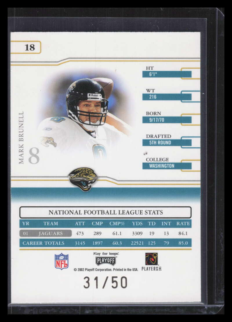 2002 Playoff Prime Signatures Proofs 18 Mark Brunell 31/50