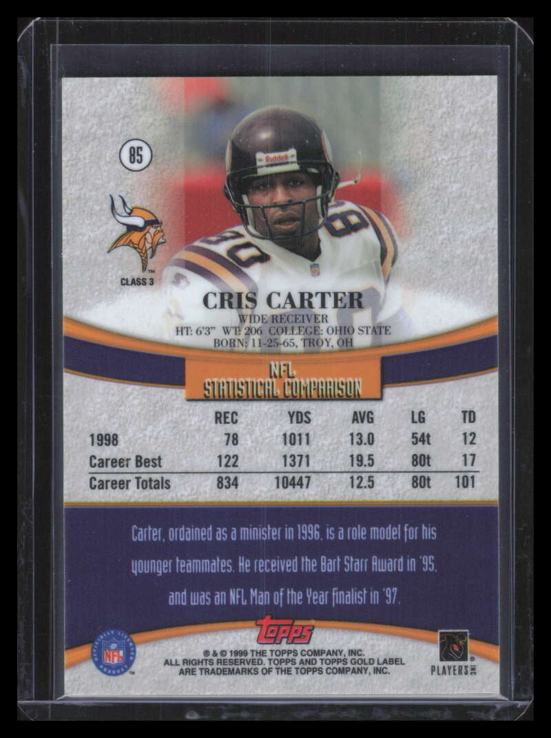 1999 Topps Gold Label Class 3 Black 85 Cris Carter