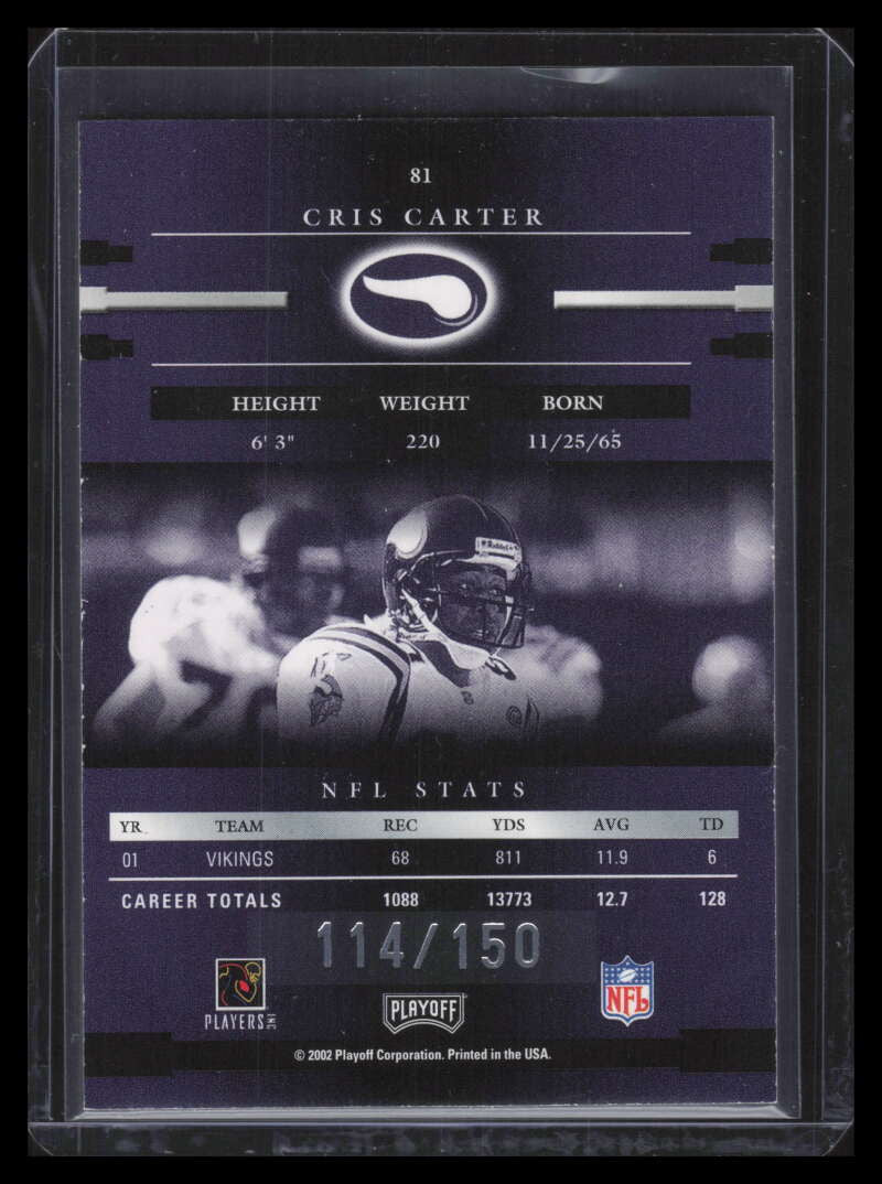 2002 Playoff Prestige Xtra Points Purple 81 Cris Carter 114/150