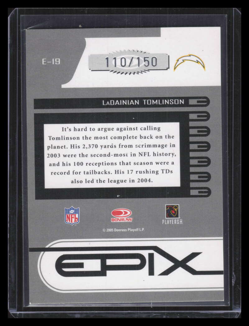 2005 Zenith Epix Purple 3rd Down 19 LaDainian Tomlinson 110/150