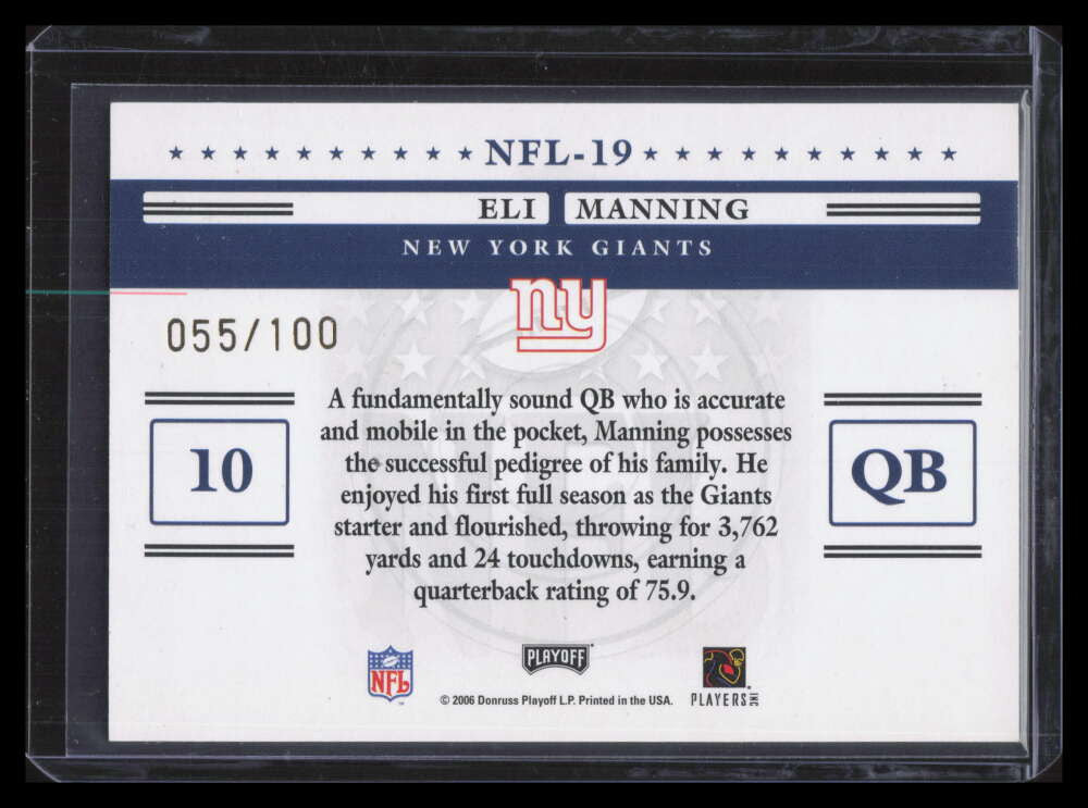2006 Playoff Prestige Stars of the NFL Foil 19 Eli Manning 55/100