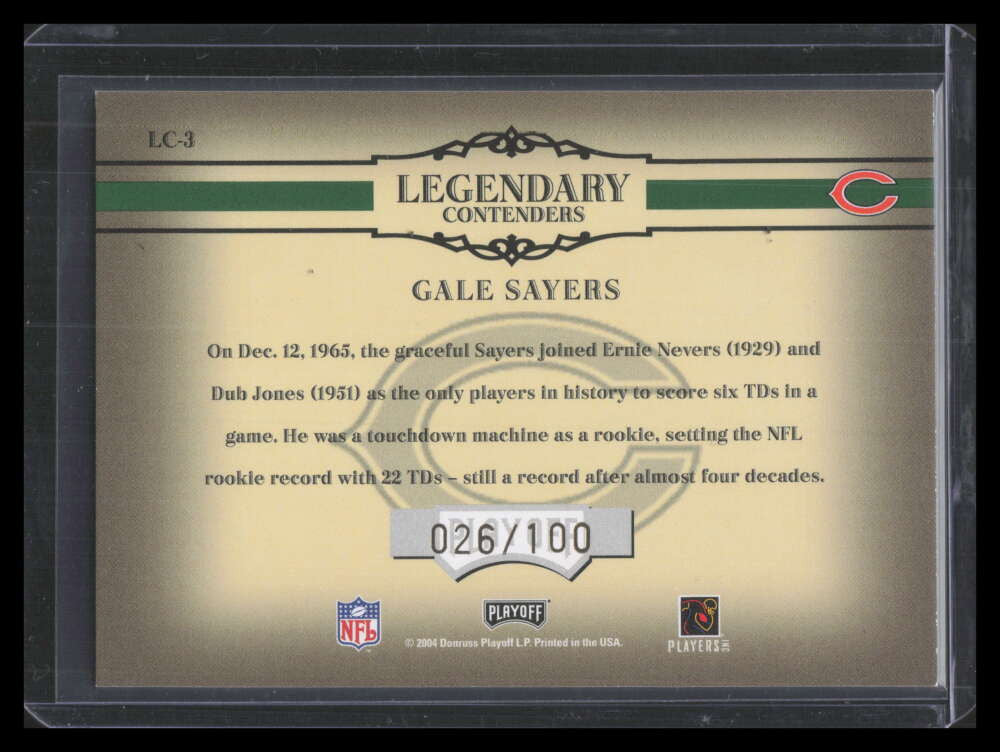 2004 Playoff Contenders Legendary Contenders Green lc3 Gale Sayers 26/100