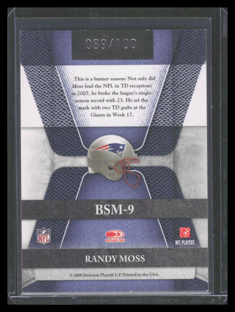 2008 Leaf Limited Banner Season Holofoil 9 Randy Moss 89/100