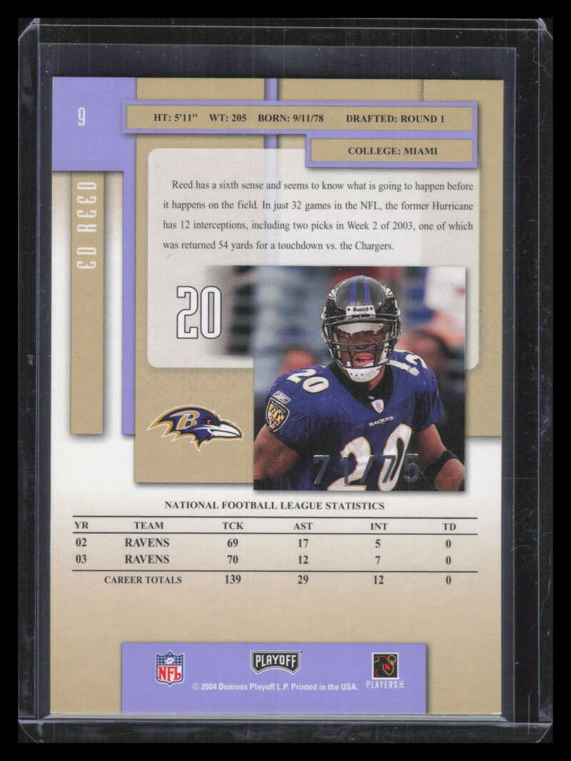 2004 Playoff Prestige Xtra Points Purple 9 Ed Reed 71/75