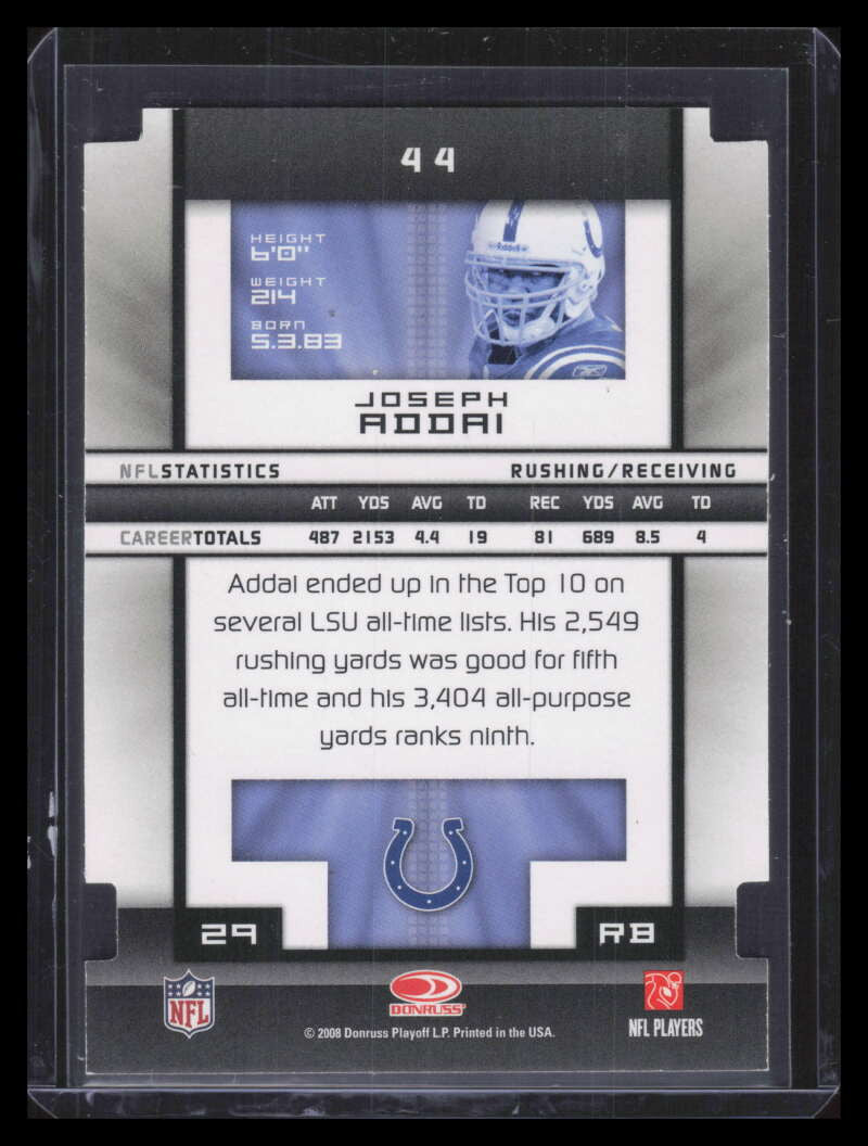 2008 Donruss Elite Status 44 Joseph Addai 15/29