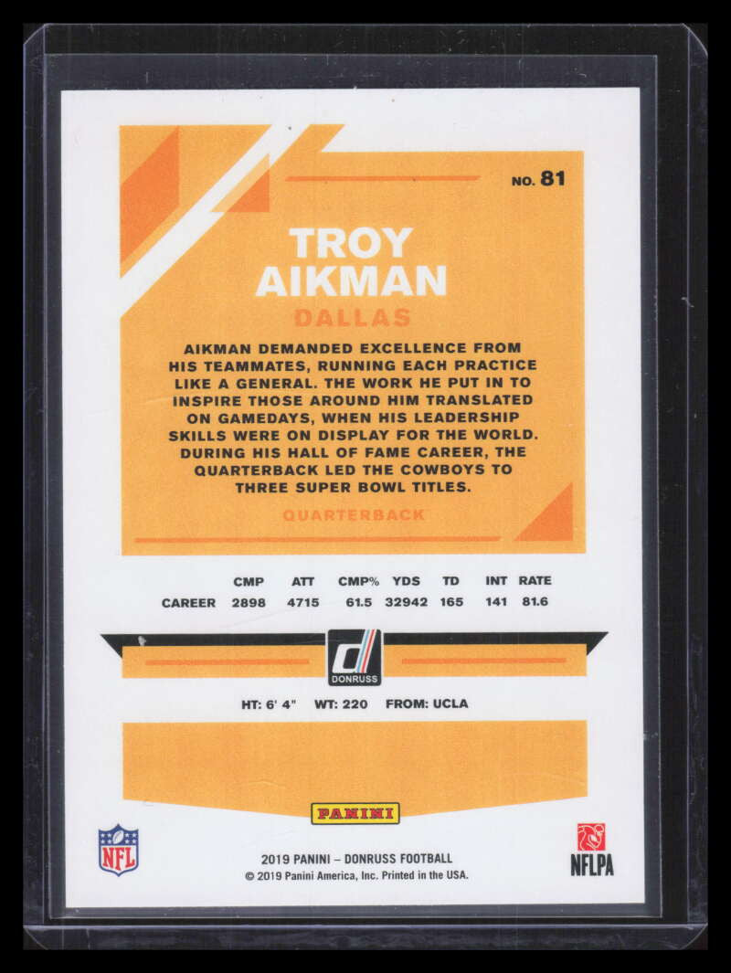 2019 Donruss Press Proof Silver 81 Troy Aikman 26/100