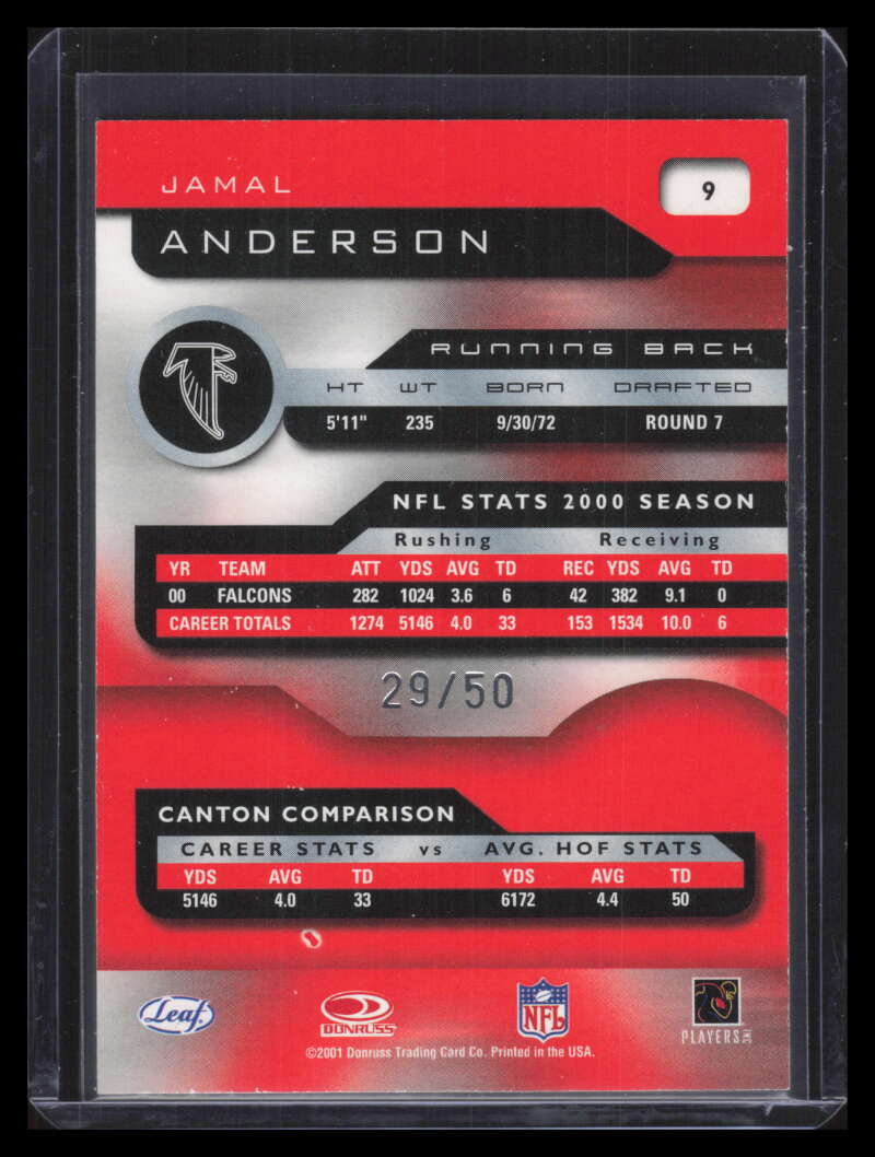2001 Quantum Leaf Infinity Red 9 Jamal Anderson 29/50