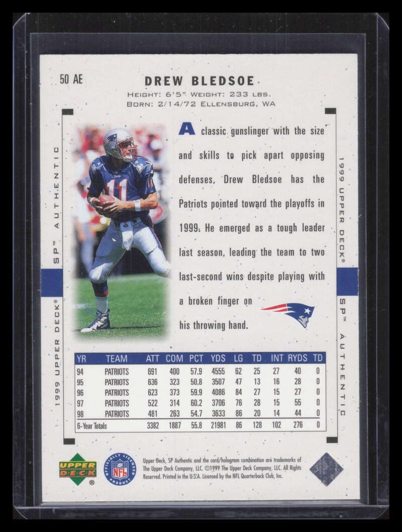 1999 SP Authentic Excitement 50 Drew Bledsoe 137/250