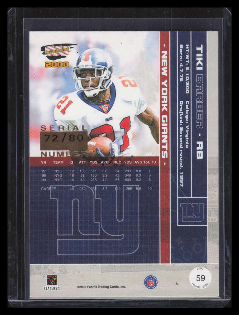 2000 Revolution Silver 59 Tiki Barber 72/80