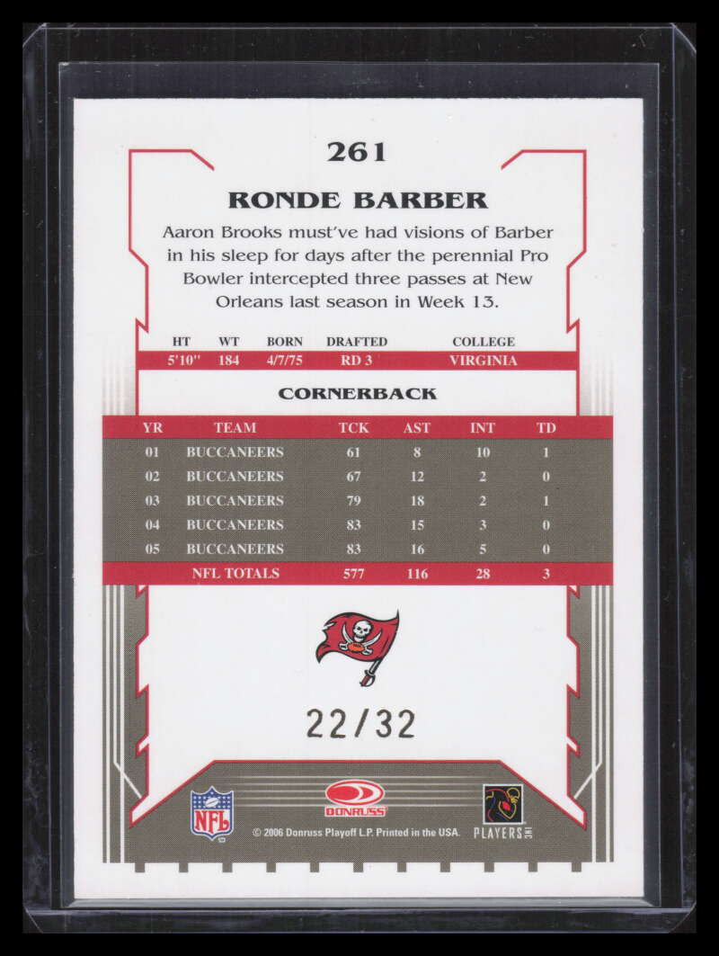 2006 Select Artist's Proofs 261 Ronde Barber 22/32