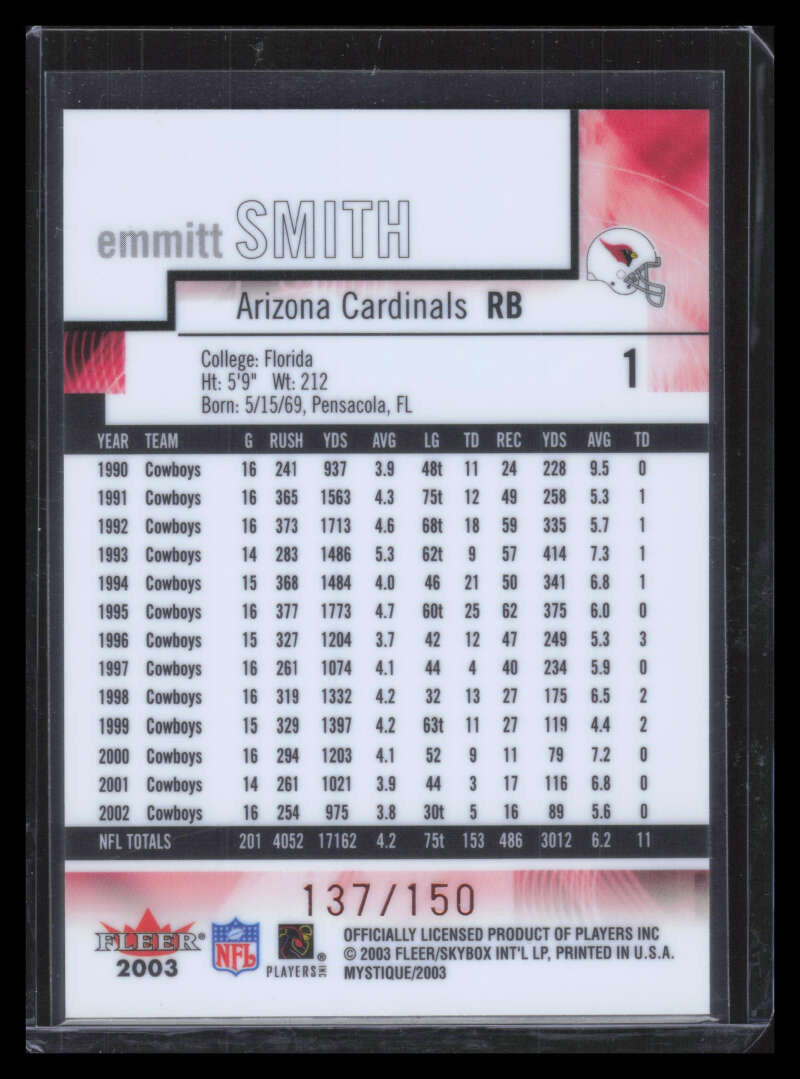 2003 Fleer Mystique Gold 1 Emmitt Smith 137/150