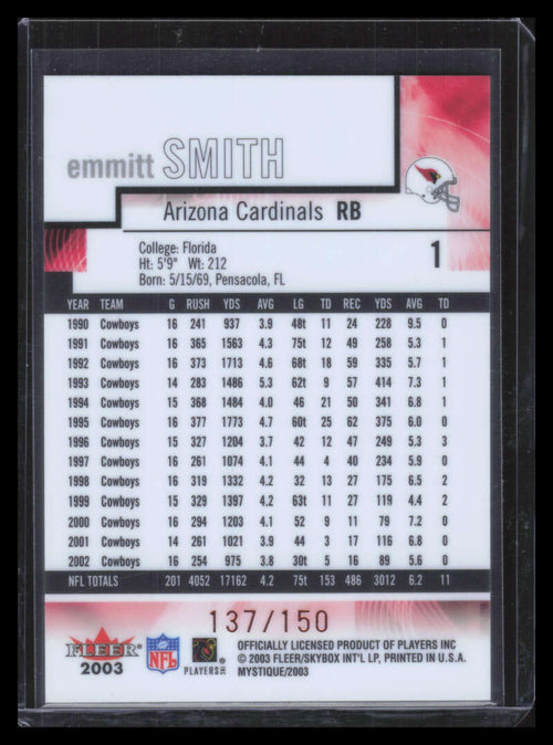 2003 Fleer Mystique Gold 1 Emmitt Smith 137/150