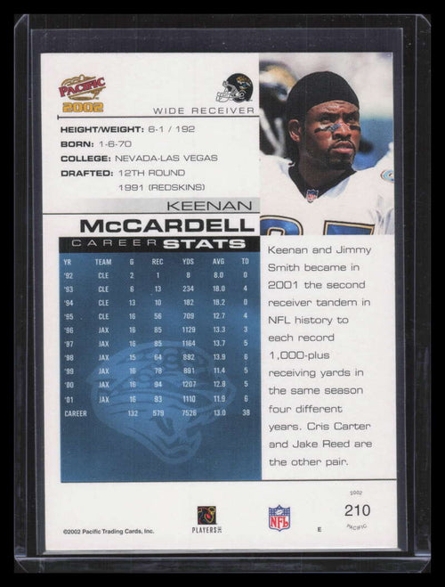2002 Pacific Premiere Date 210 Keenan McCardell 14/36