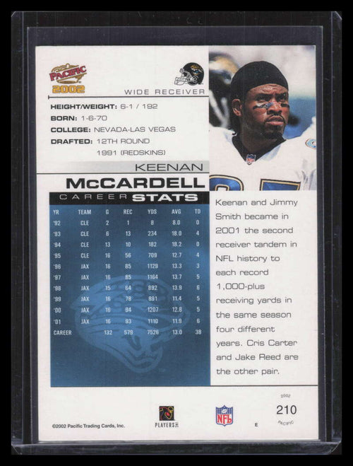 2002 Pacific Premiere Date 210 Keenan McCardell 19/36