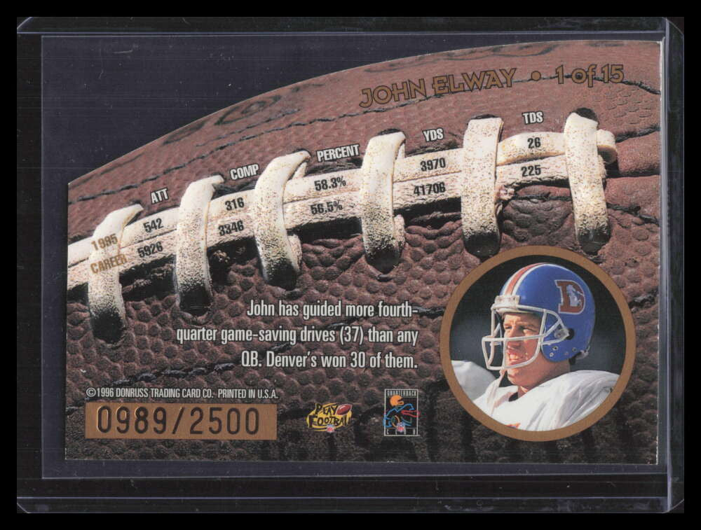 1996 Leaf Statistical Standouts 1 John Elway 989/2500