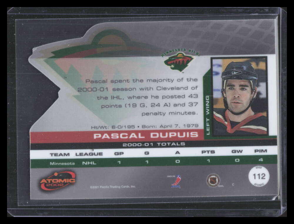2001-02 Atomic Premiere Date 112 Pascal Dupuis Rookie 42/90