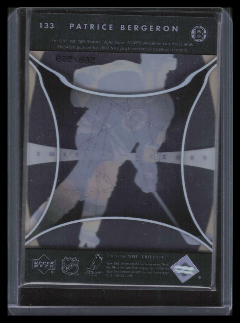 2005-06 Upper Deck Trilogy 133 Patrice Bergeron FIT 568/599 Frozen in Time