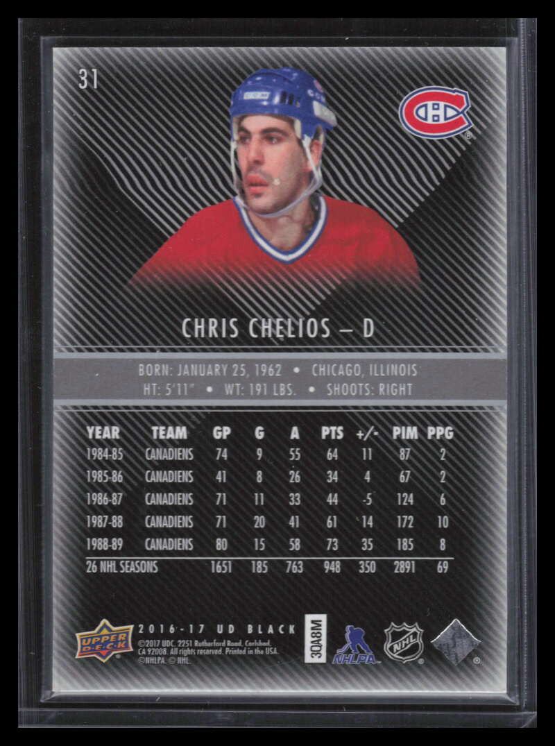 2016-17 UD Black 31 Chris Chelios 128/299