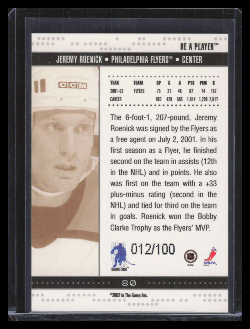 2002-03 BAP Memorabilia Sapphire 80 Jeremy Roenick 12/100