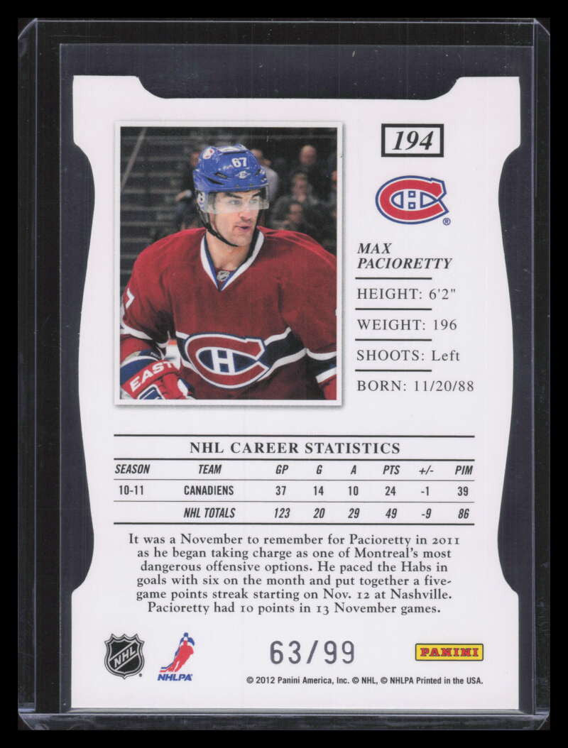 2011-12 Elite Status Gold 194 Max Pacioretty 63/99